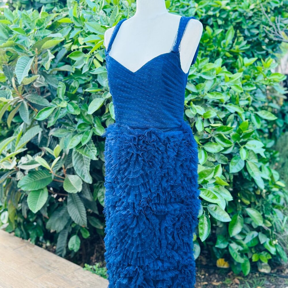 Marchesa Notte Ruffled Midi Gown Size 6